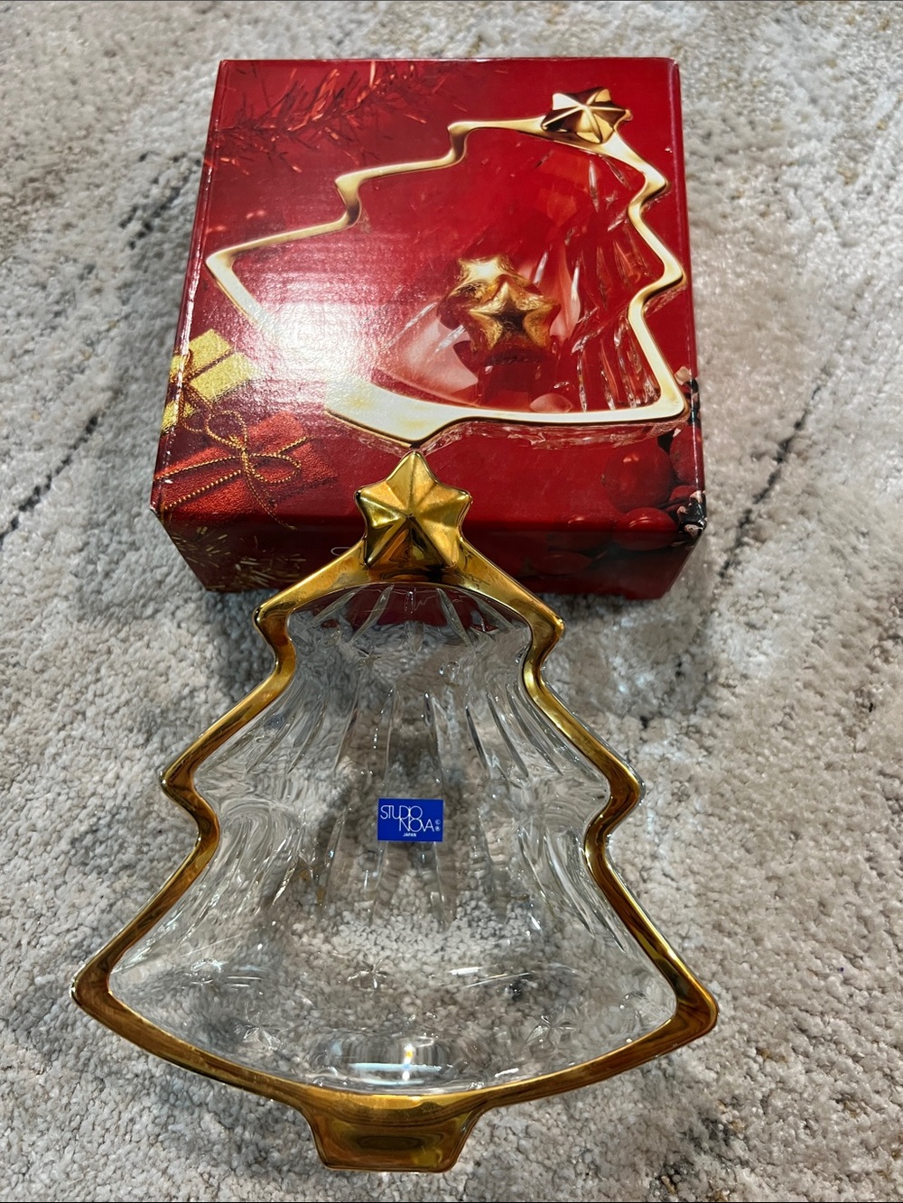 Vintage Studio Nova Clear Glass Christmas Tree Dish candy z29